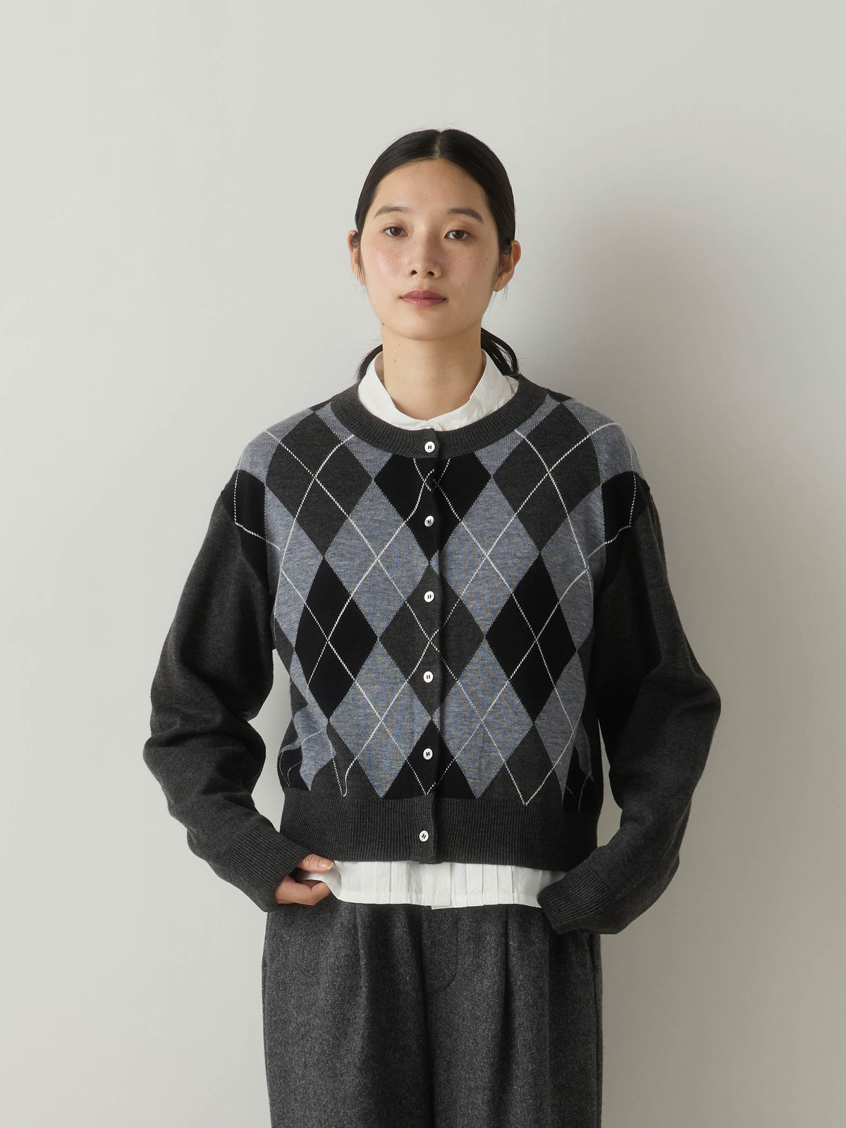 3-720268 argyle knit cardigan