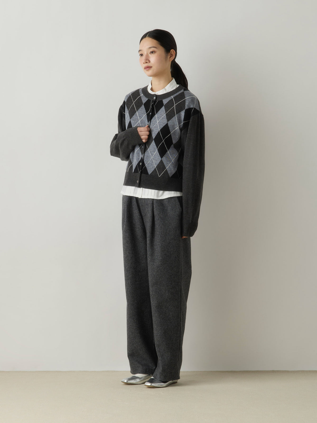 3-720268 argyle knit cardigan