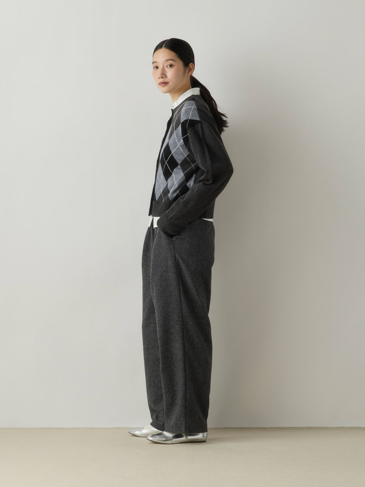 3-720268 argyle knit cardigan