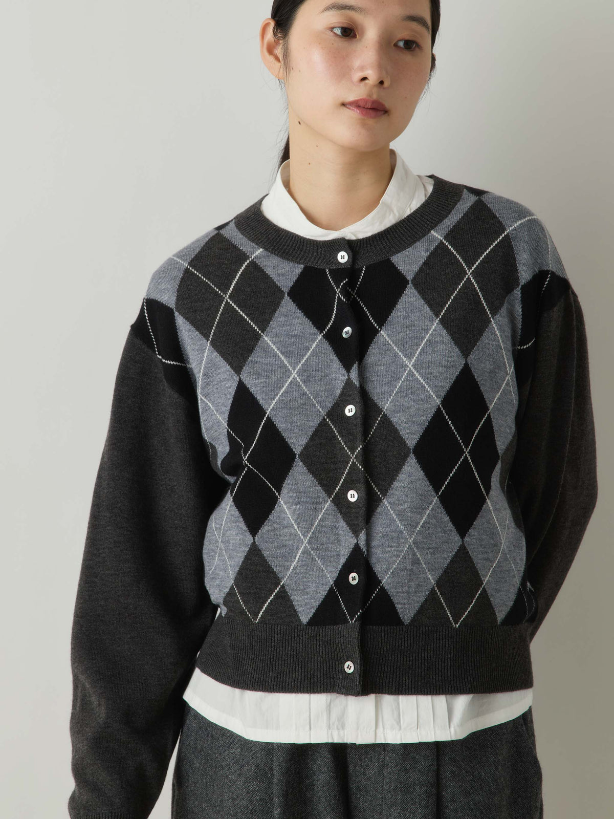 3-720268 argyle knit cardigan