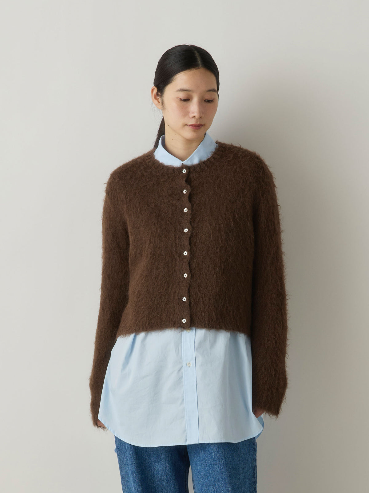 3-720283　shaggy knit cardigan