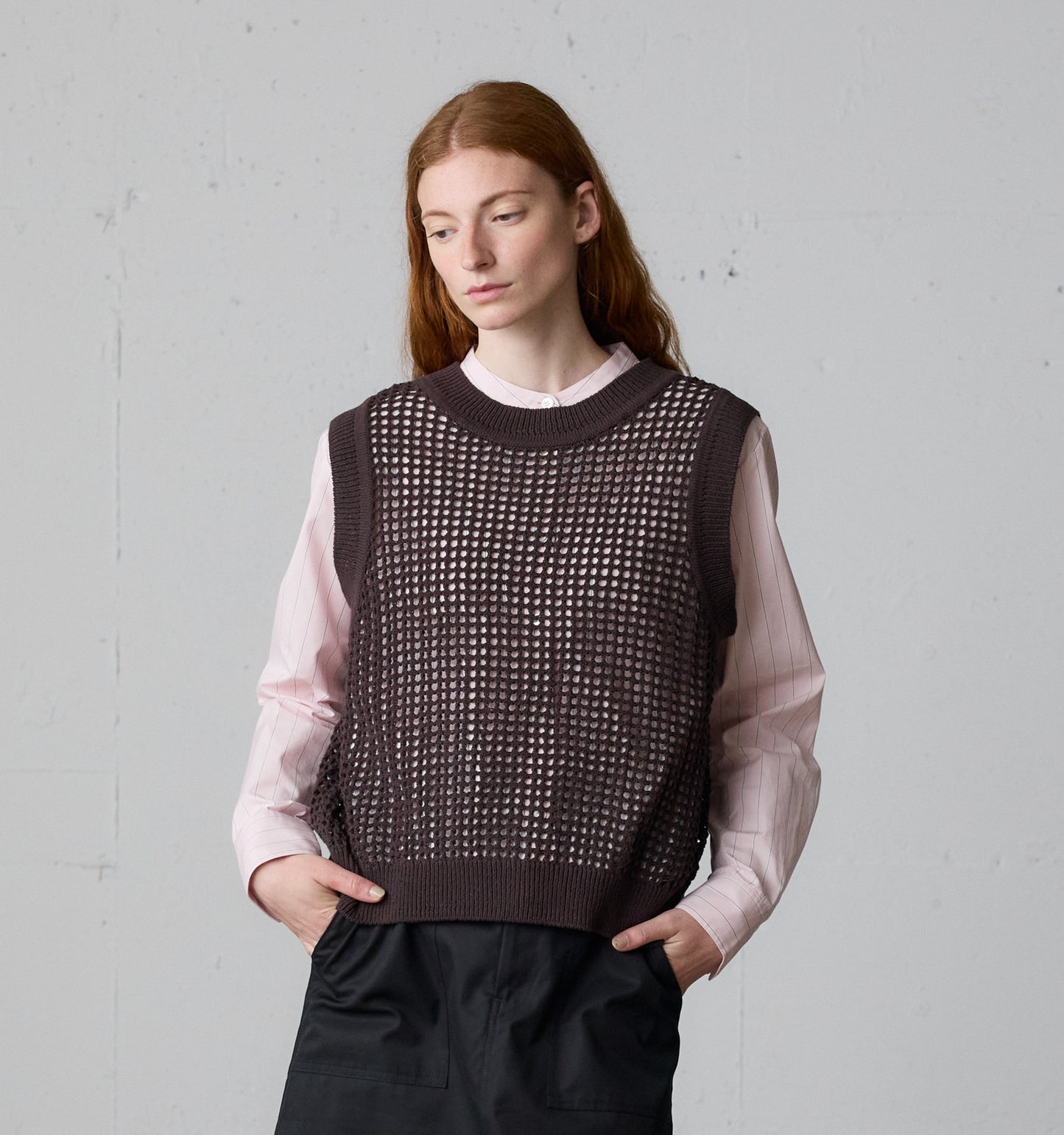 mesh knit 2way vest