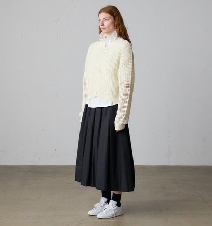 mesh knit zip cardigan