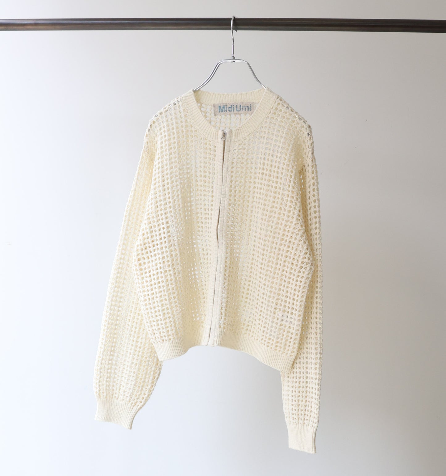mesh knit zip cardigan