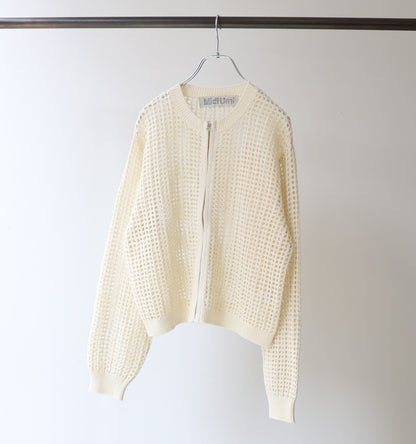 mesh knit zip cardigan