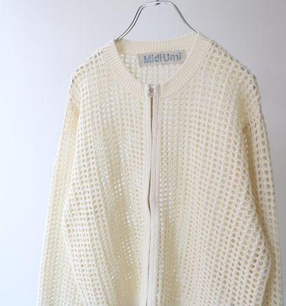 mesh knit zip cardigan
