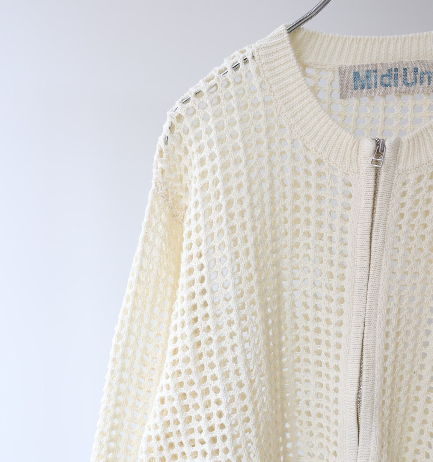 mesh knit zip cardigan