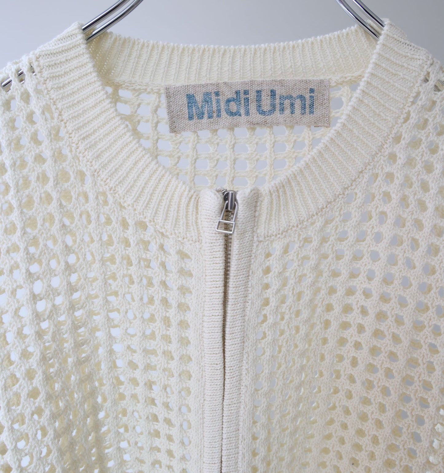 mesh knit zip cardigan