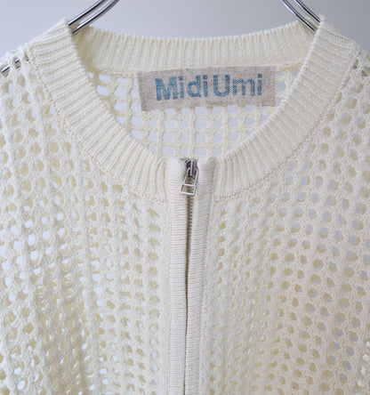 mesh knit zip cardigan