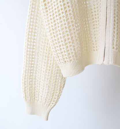 mesh knit zip cardigan