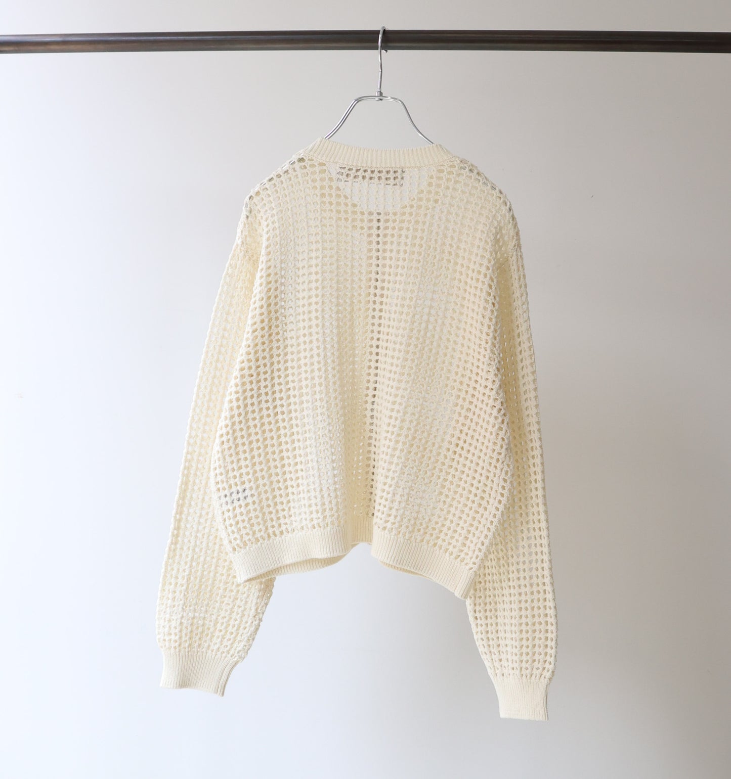 mesh knit zip cardigan