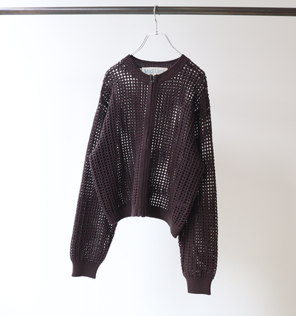 mesh knit zip cardigan
