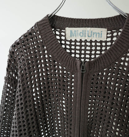 mesh knit zip cardigan