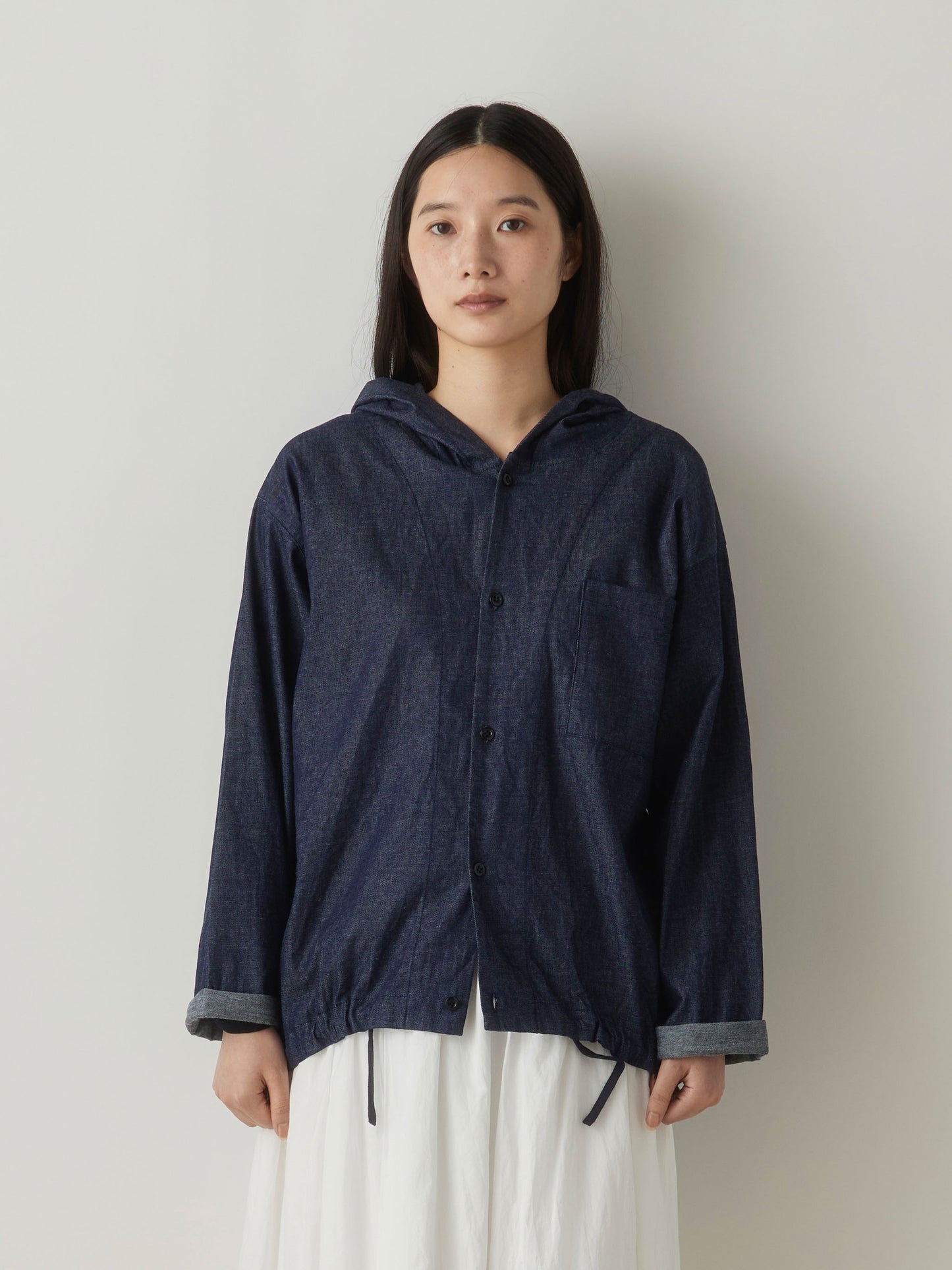 3-730276 denim hooded  shirt