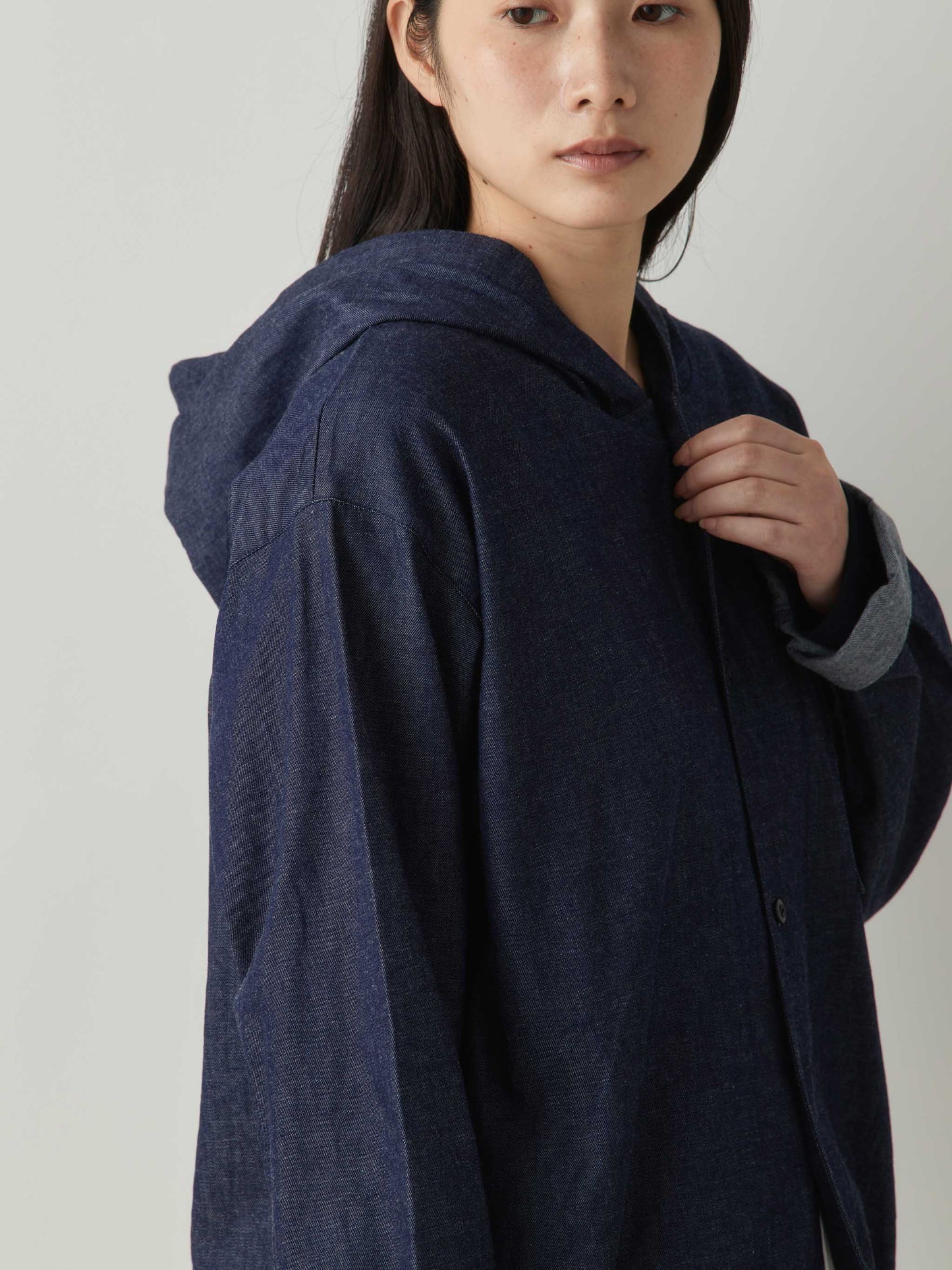 3-730276 denim hooded  shirt