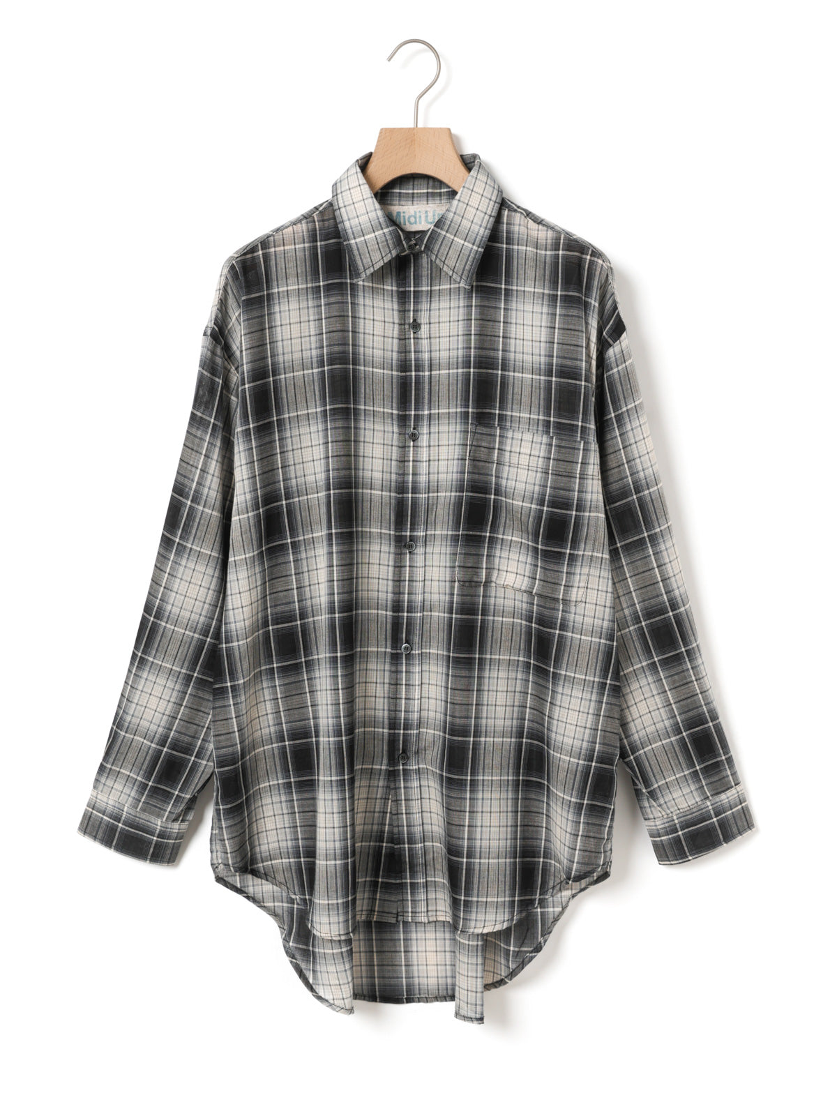 3-730344　sheer check wide shirt