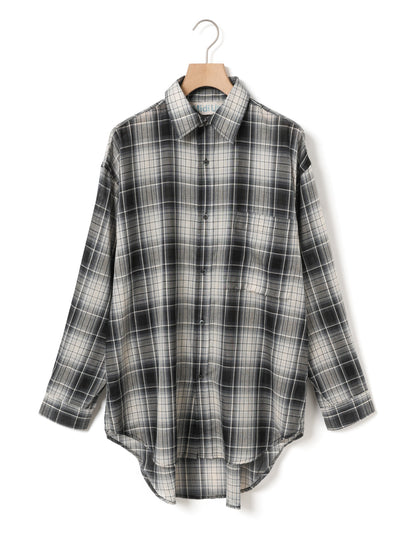 3-730344　sheer check wide shirt