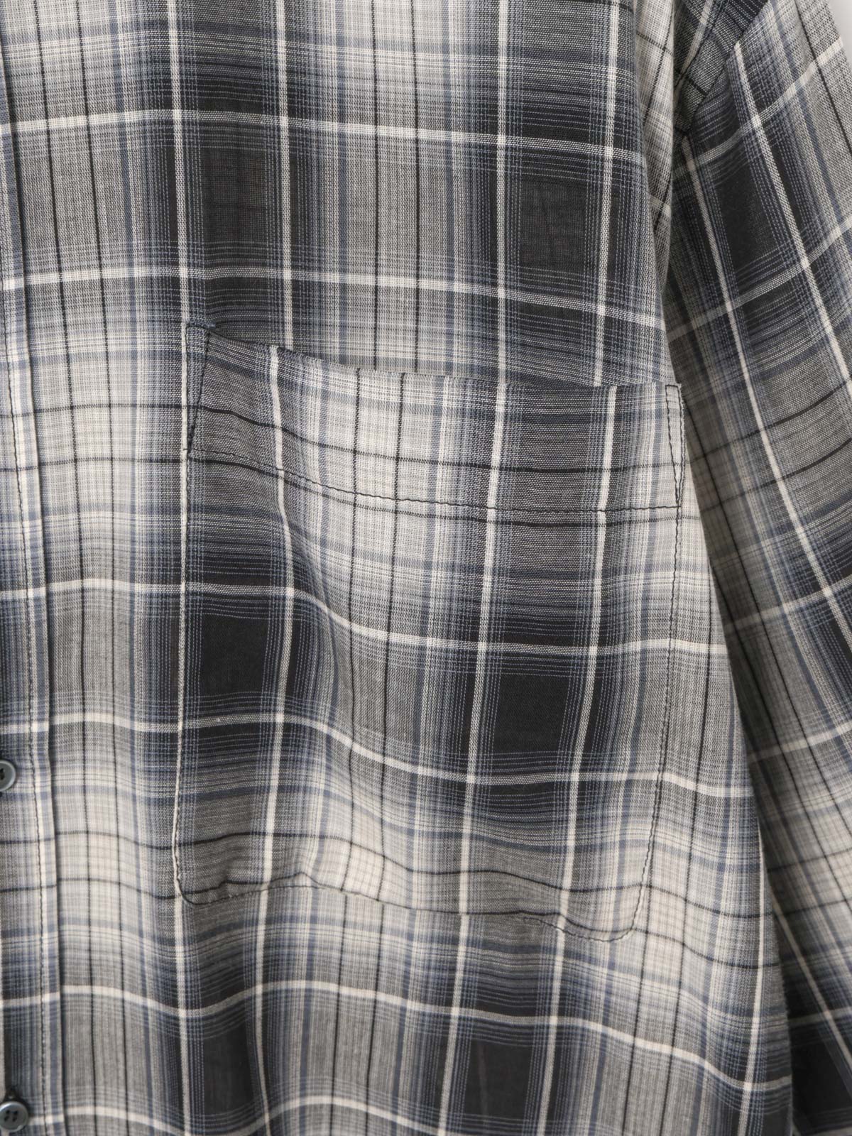 3-730344　sheer check wide shirt