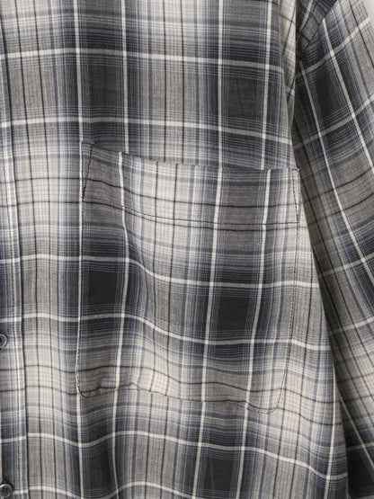 3-730344　sheer check wide shirt