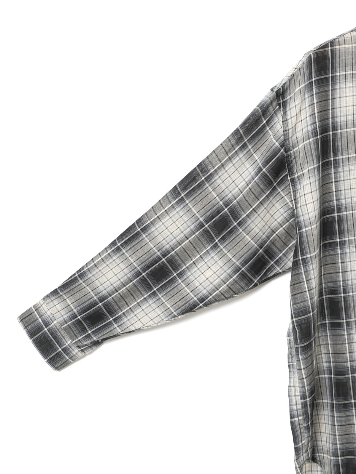 3-730344　sheer check wide shirt