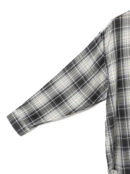 3-730344　sheer check wide shirt
