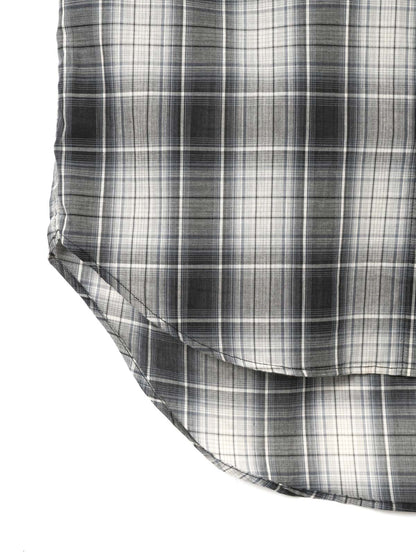 3-730344　sheer check wide shirt