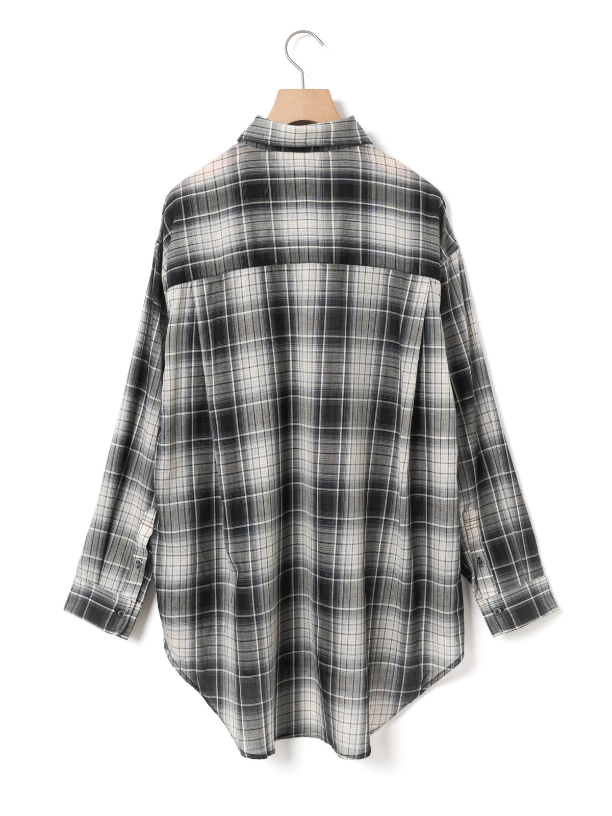 3-730344　sheer check wide shirt