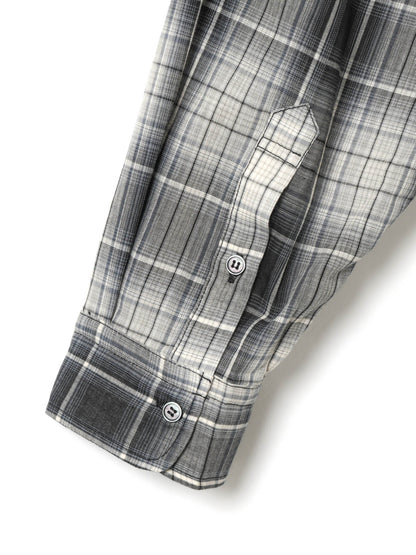 3-730344　sheer check wide shirt