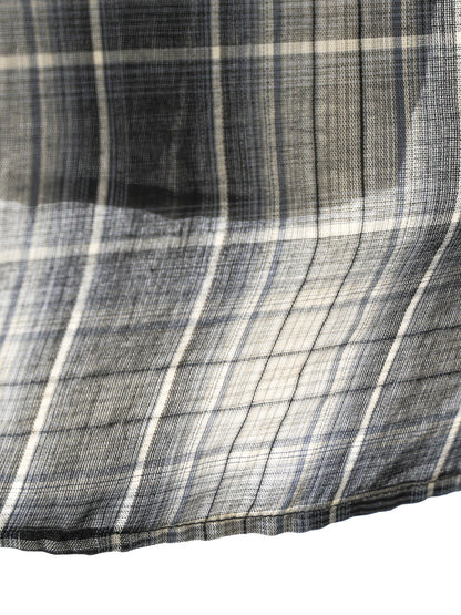 3-730344　sheer check wide shirt
