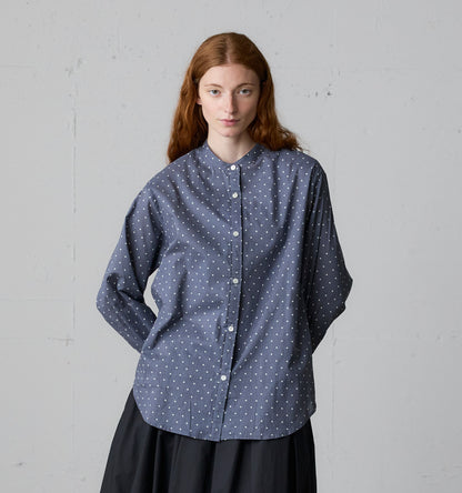 dots band collar shirt