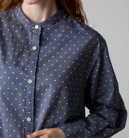 dots band collar shirt
