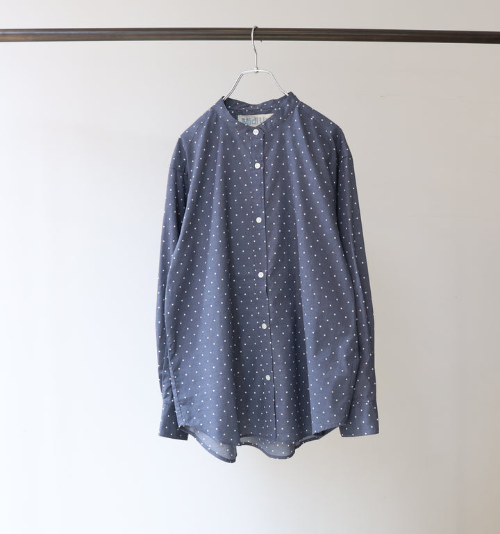dots band collar shirt