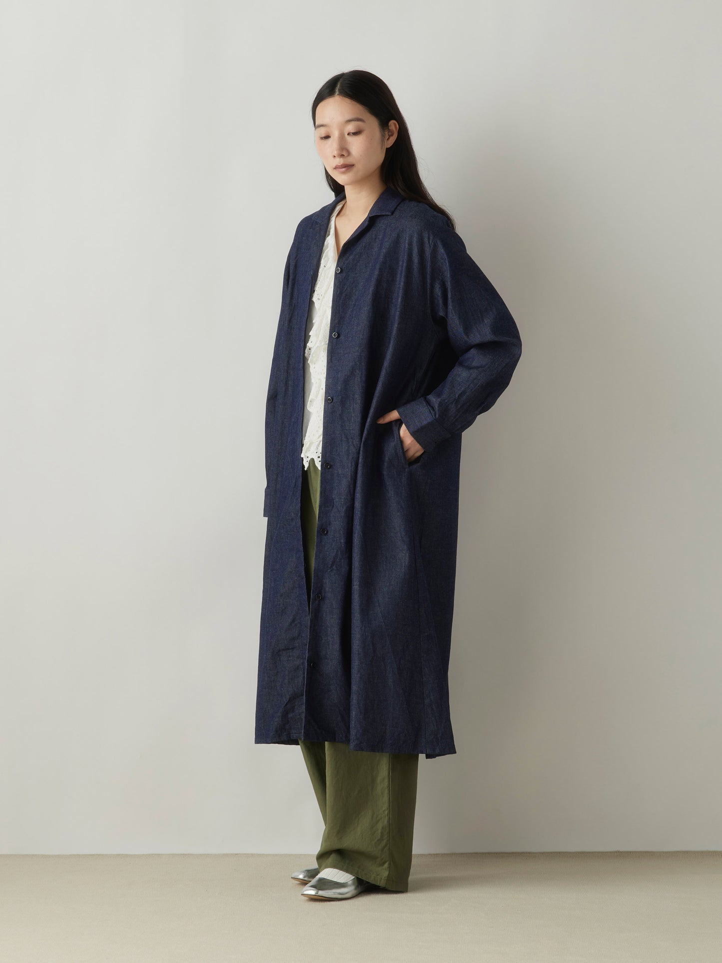 3-750261 denim coat one-piece