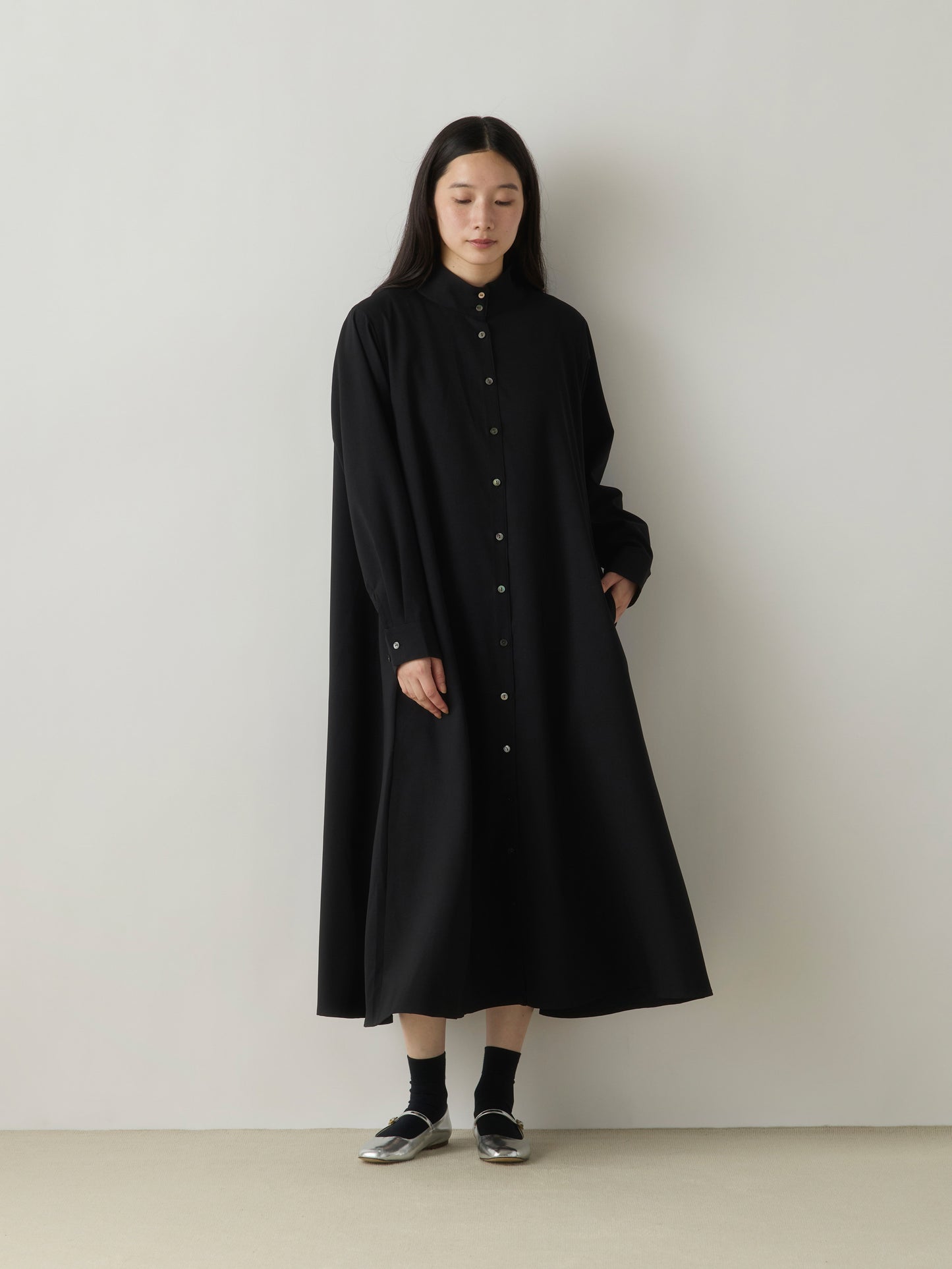 3-750306 stand neck coat one-piece