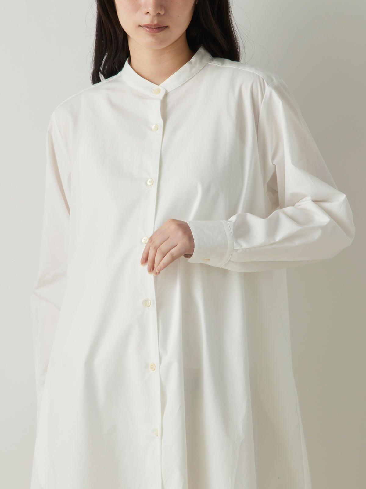 A line band collar shirt onepiece