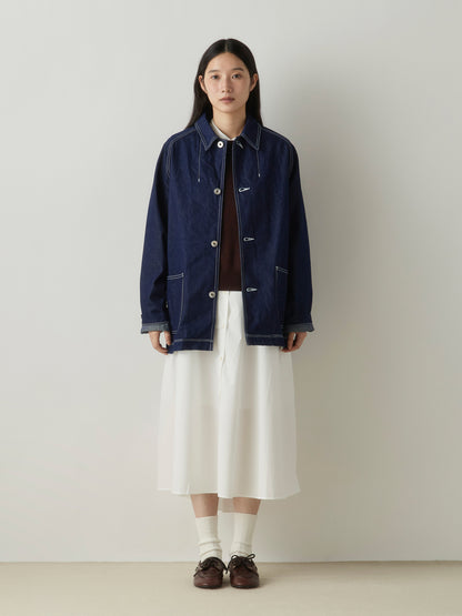 A line band collar shirt onepiece