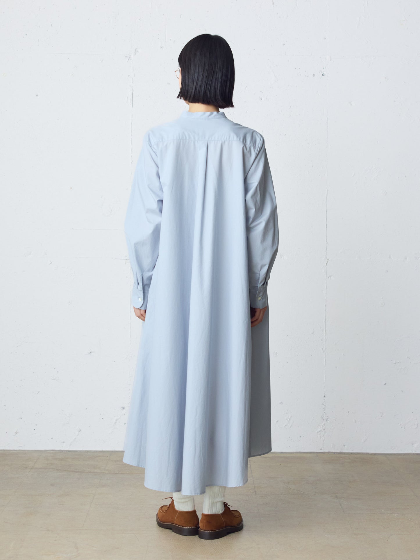 A line band collar shirt onepiece