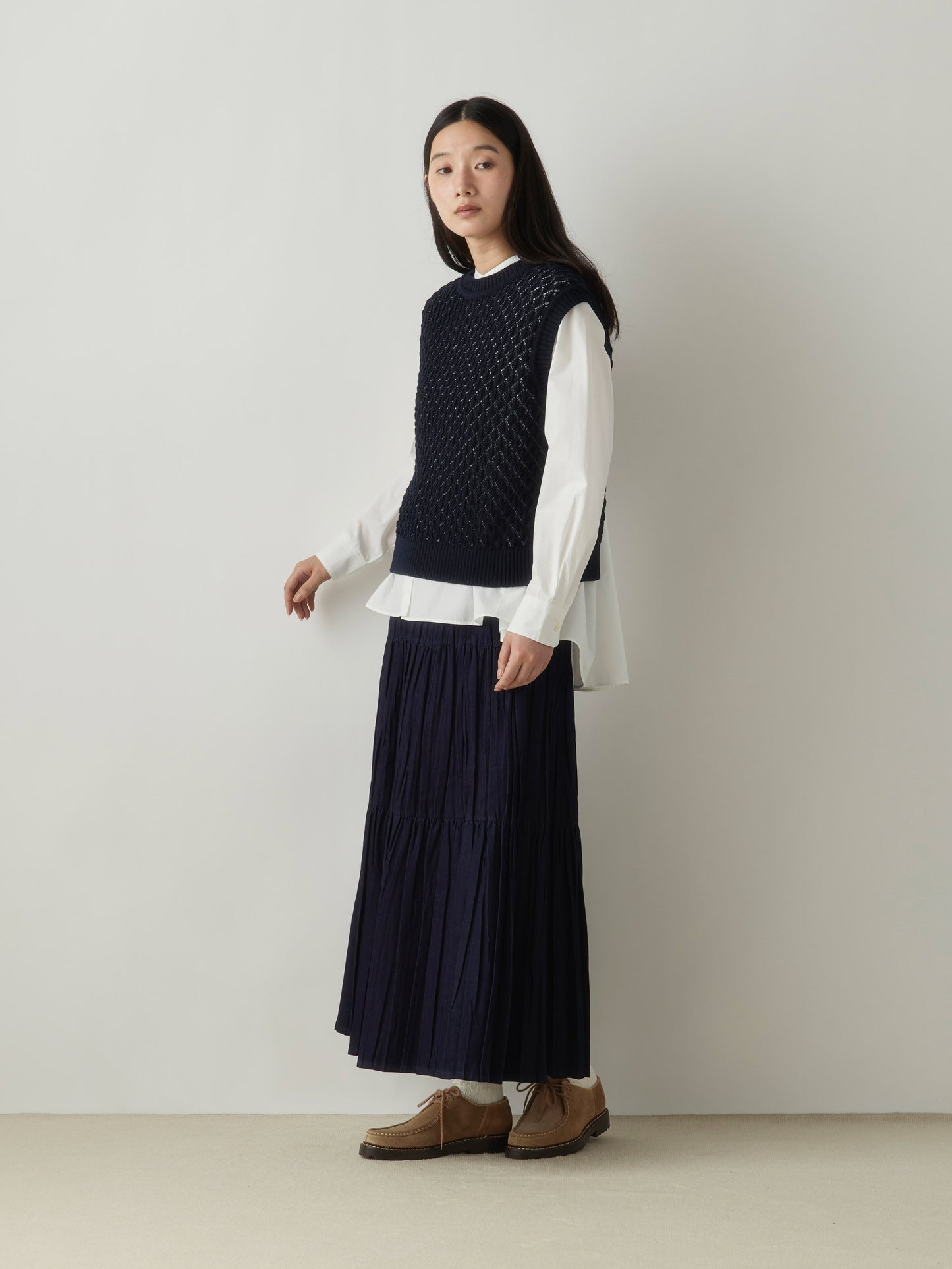 3-760275 denim pleats skirt