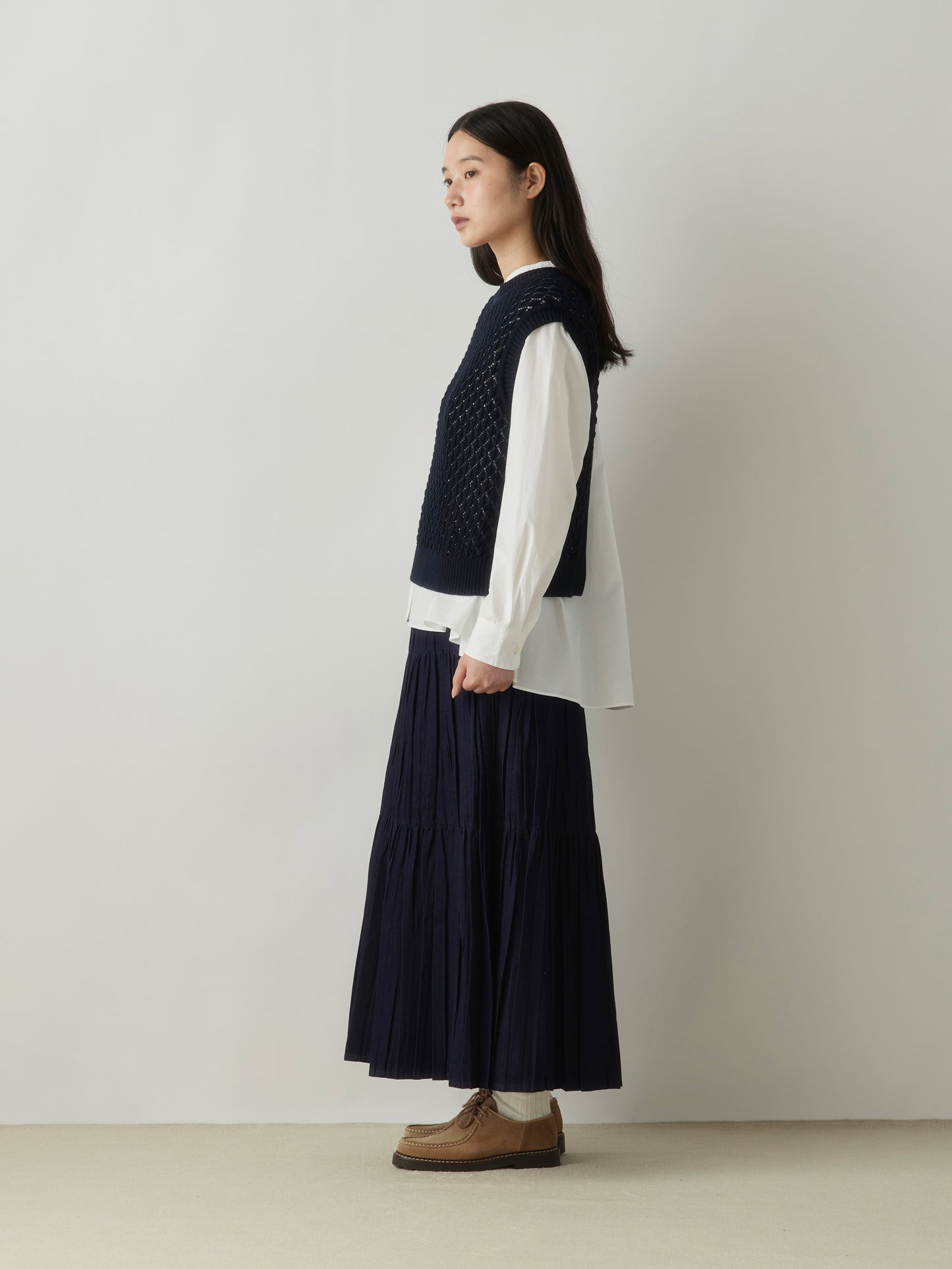 3-760275 denim pleats skirt