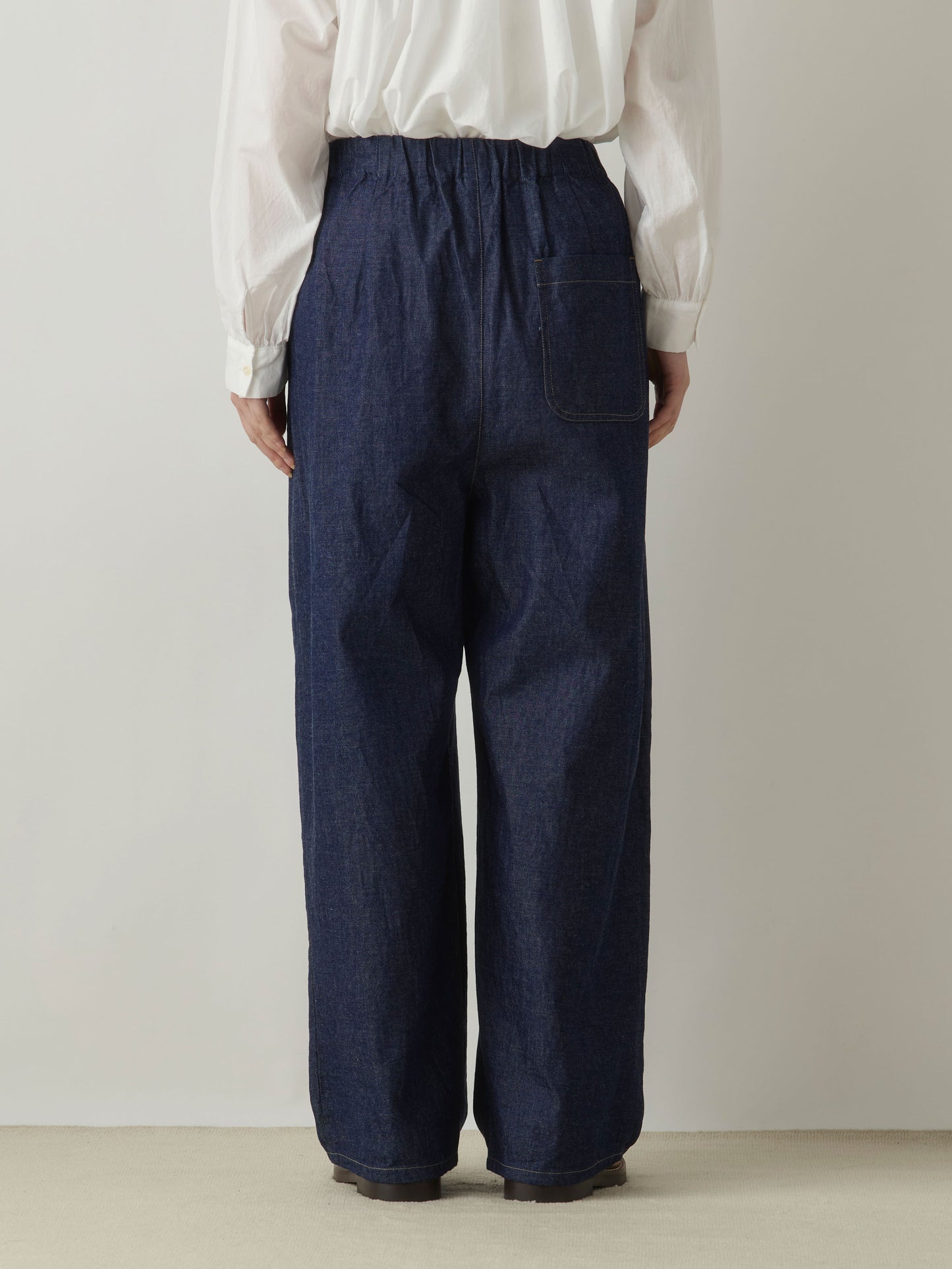 3-760282 denim wide tuck pants
