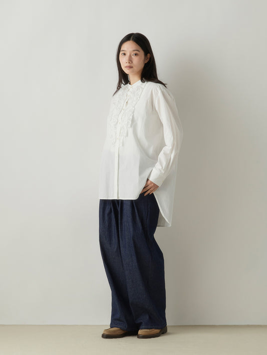 3-760282 denim wide tuck pants