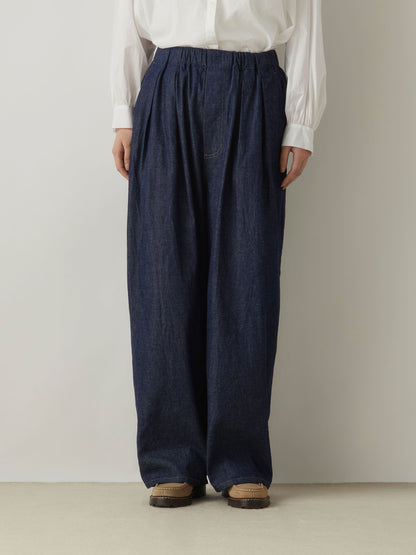 3-760282 denim wide tuck pants