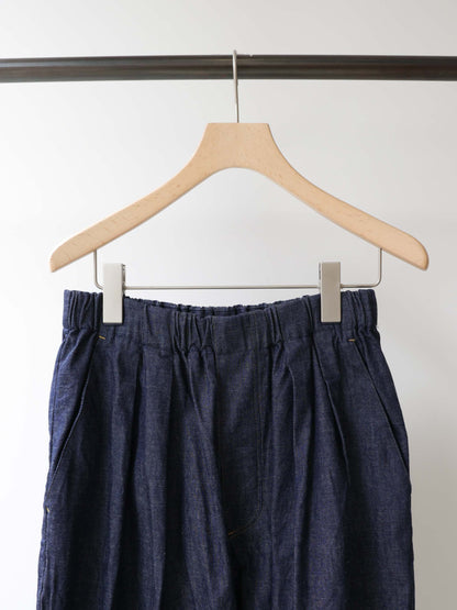 3-760282 denim wide tuck pants