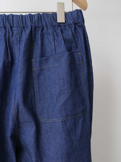 3-760282 denim wide tuck pants