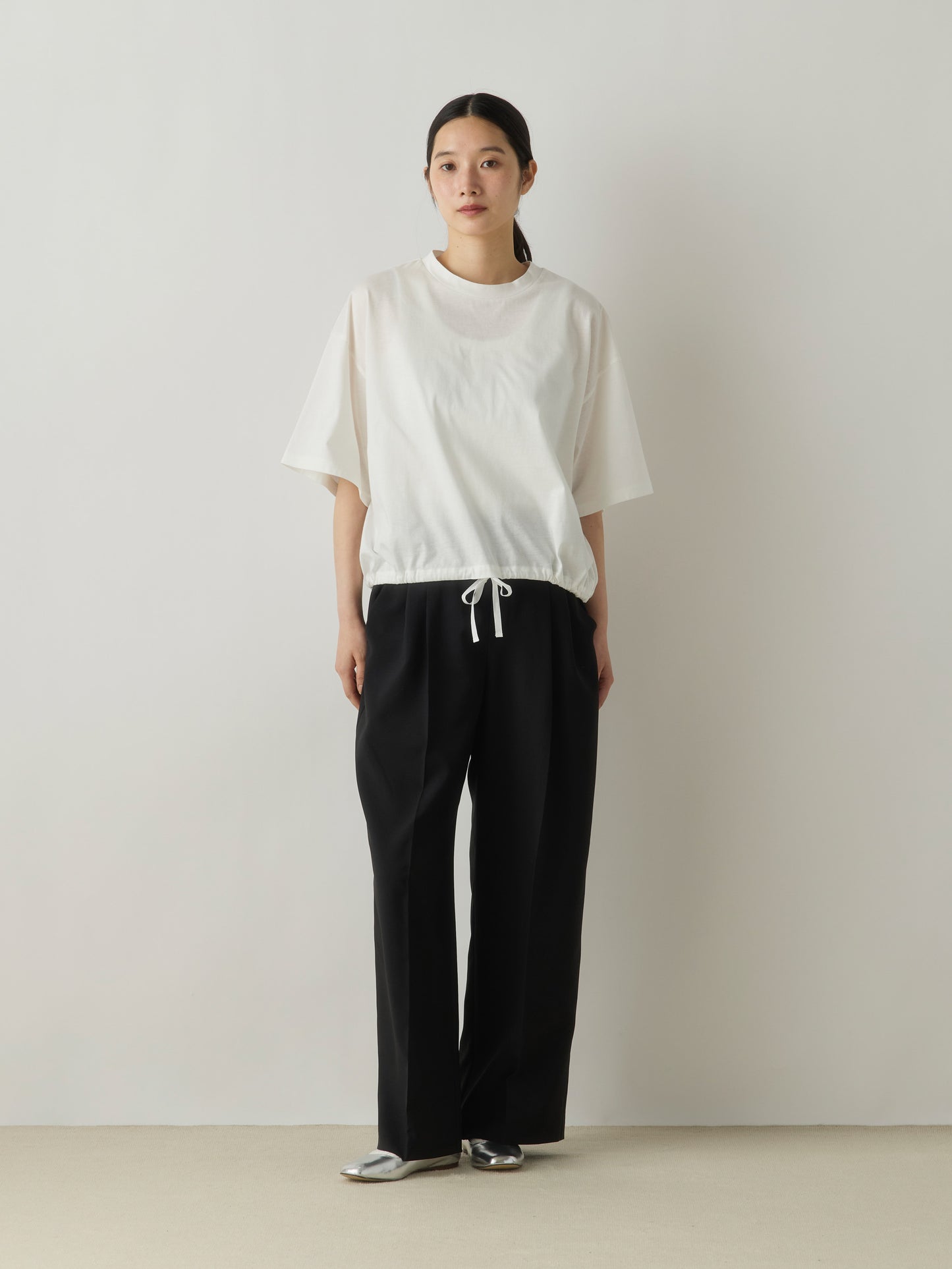 3-760308 wide tuck slacks pants