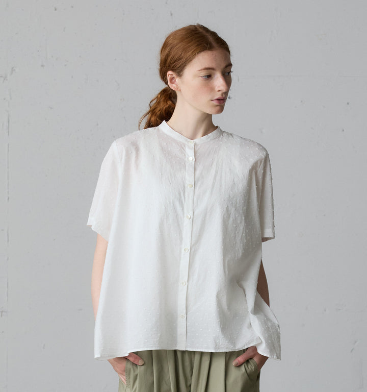 half sleeve dots A line shirt