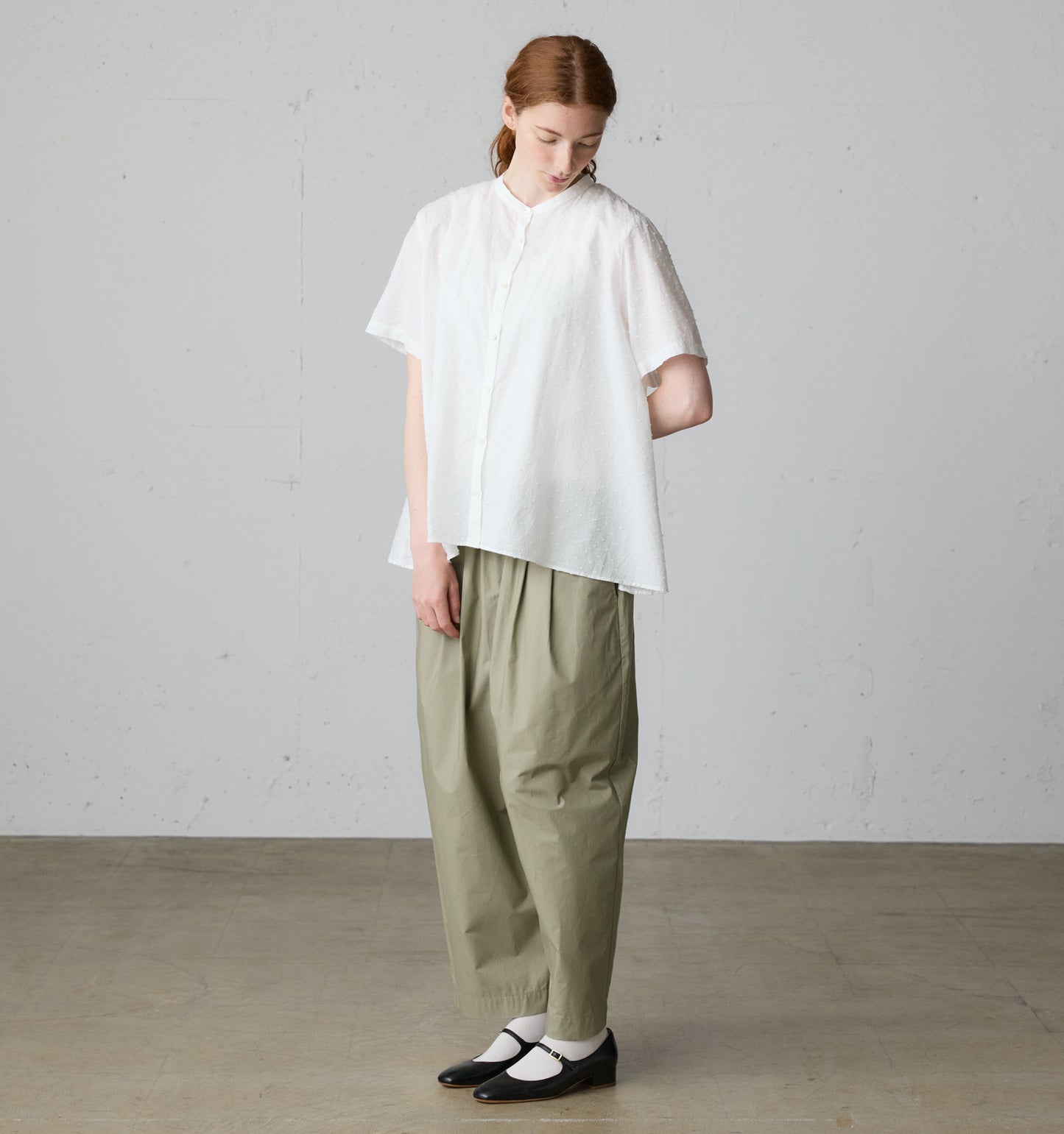 half sleeve dots A line shirt