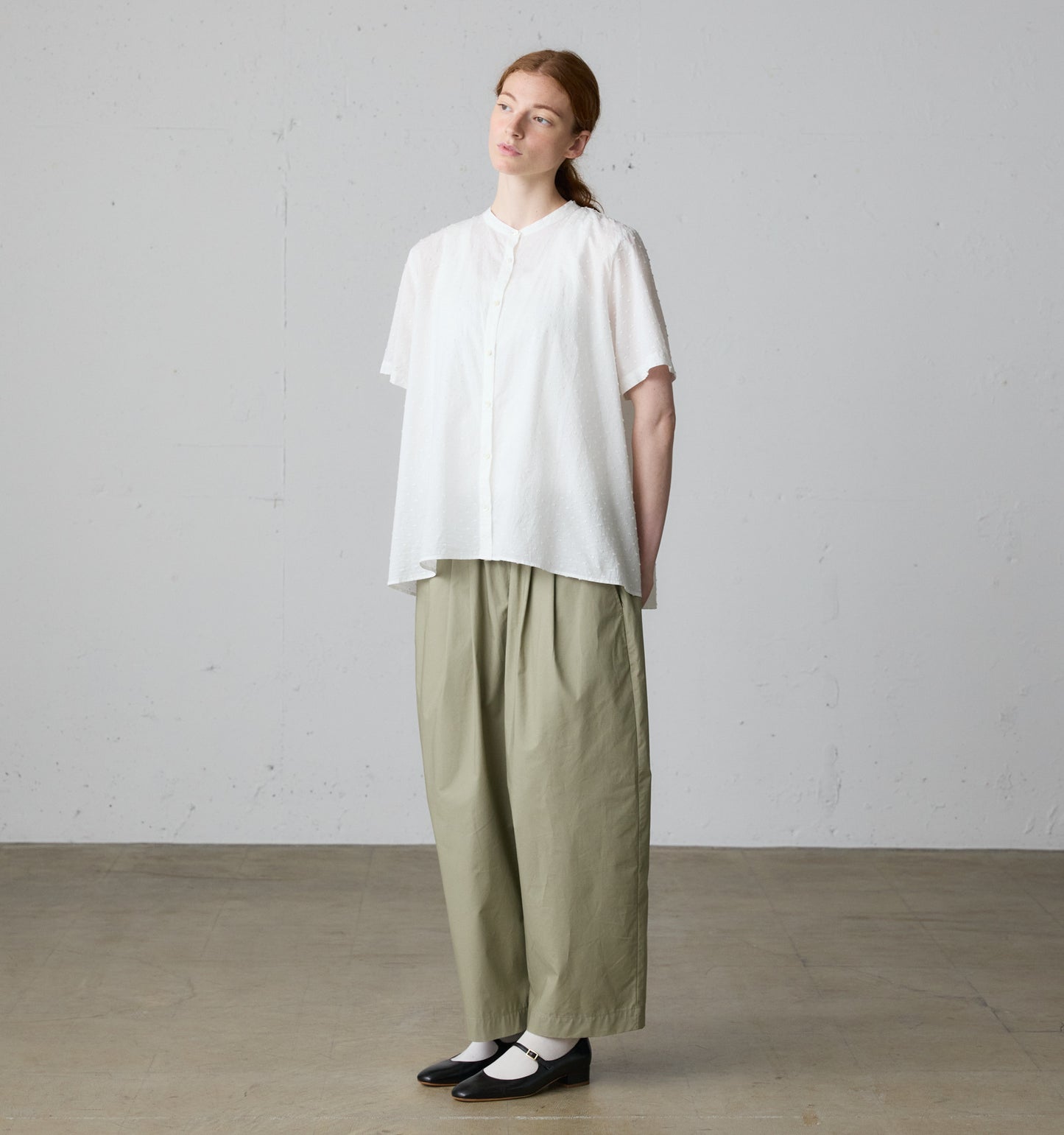 half sleeve dots A line shirt