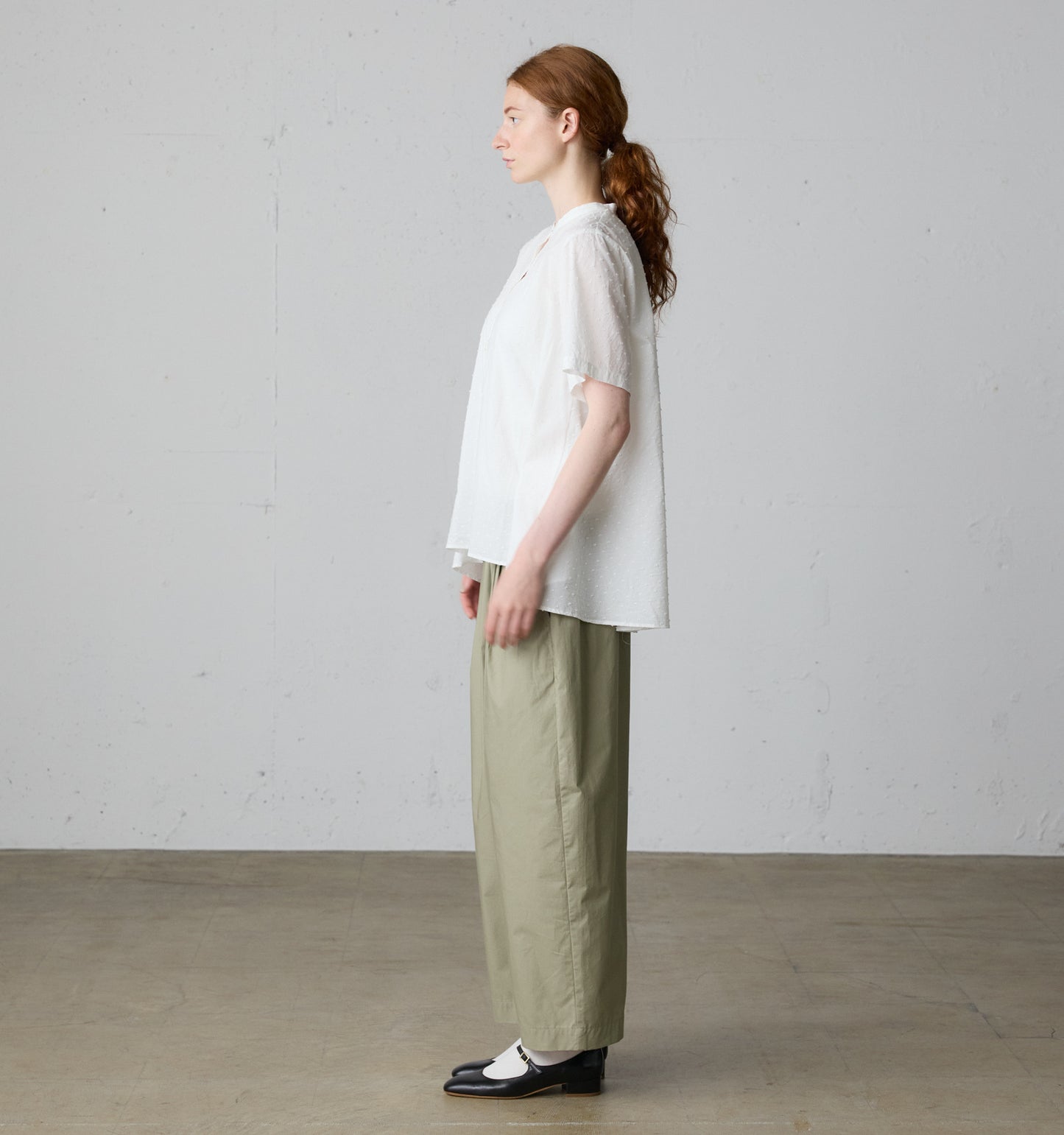 half sleeve dots A line shirt