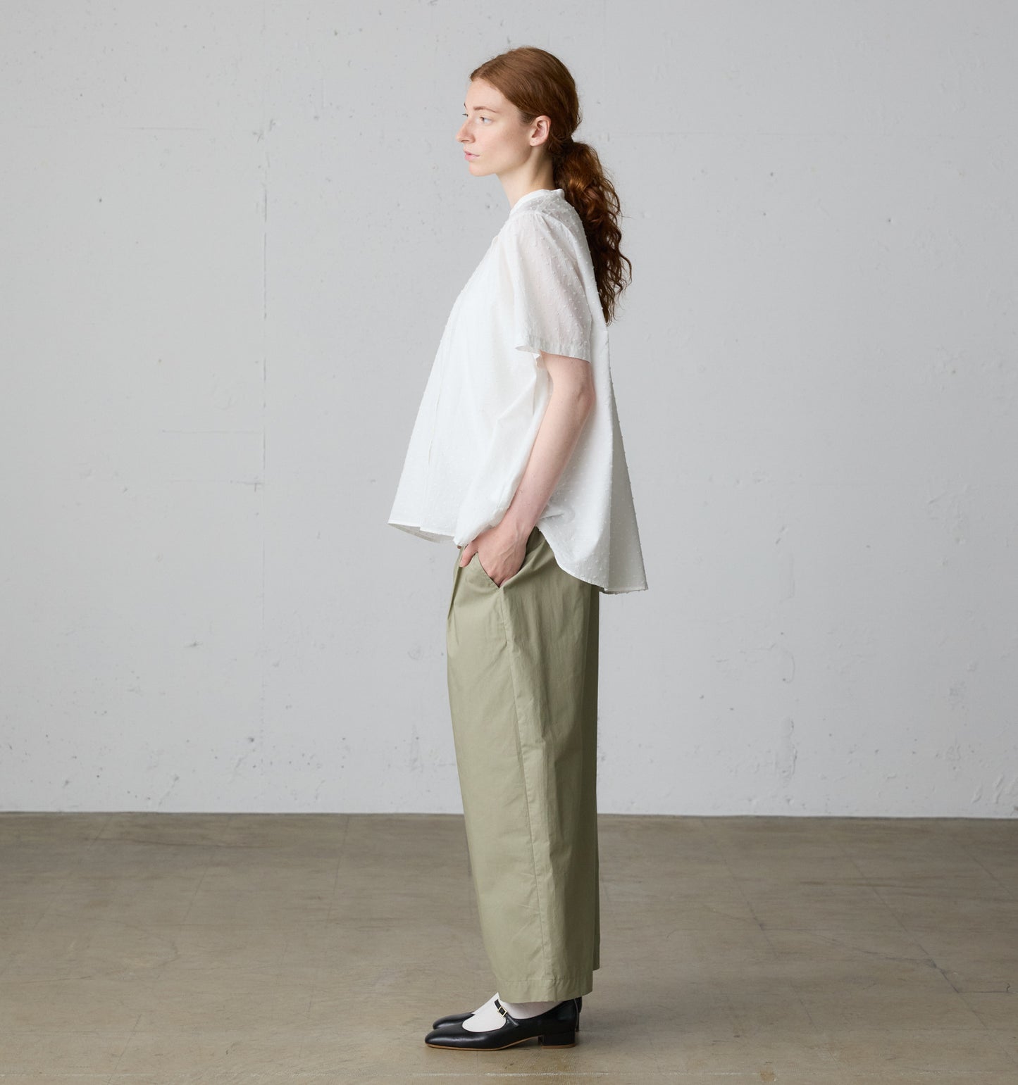 half sleeve dots A line shirt